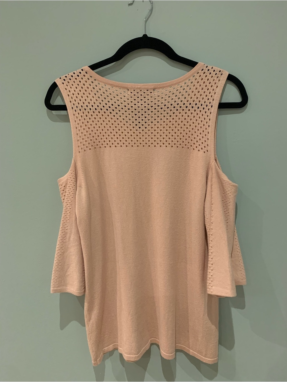 Design365 Blush Pink Eyelet Cold-Shoulder Knit Top